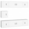 Set dulap TV, 7 piese, alb, lemn prelucrat