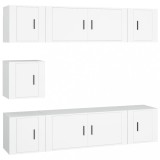 Set dulap TV, 7 piese, alb, lemn prelucrat