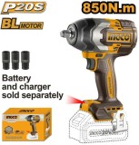 Cumpara ieftin Masina de insurubat Pistol cu impact 850Nm, 1/2&#039;&#039;, 2200bpm, 20v, brushless fara acumulator Ingco CIWLI20851
