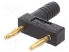Conector banană 2mm punte stacabilă 10A negru aurit 32,2mm ST&Auml;UBLI