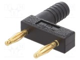 Conector banană 2mm punte stacabilă 10A negru aurit 32,2mm ST&Auml;UBLI