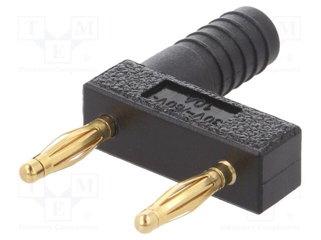 Conector banană 2mm punte stacabilă 10A negru aurit 32,2mm ST&Auml;UBLI