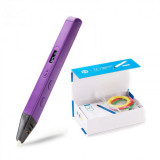 Creion 3D iSEN D14 3D Pen Mov, Display OLED, PLA ABS, 3 filamente