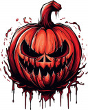 Sticker decorativ, Halloween, Dovleac, Rosu, 75 cm, 8588ST-2