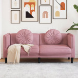 Canapea cu perne, 2 locuri, roz, catifea GartenMobel Dekor, vidaXL
