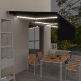 Copertina retractabila manual cu stor&amp;LED, antracit, 6x3 m GartenMobel Dekor, vidaXL