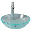 Chiuveta baie cu robinet/scurgere tip push, transparent, sticla