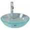 Chiuveta baie cu robinet/scurgere tip push, transparent, sticla