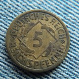 2h - 5 Reichspfennig 1924 A Germania / Pfennig Deutsches Reich primul an, Europa