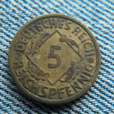 2h - 5 Reichspfennig 1924 A Germania / Pfennig Deutsches Reich primul an