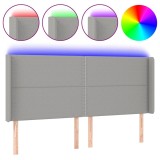Cumpara ieftin Tablie de pat cu LED, gri deschis, 203x16x118/128 cm, textil