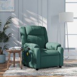 vidaXL Fotoliu de masaj rabatabil, verde &icirc;nchis, material textil