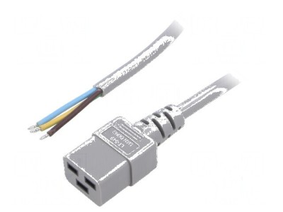 Cablu de alimentare 3x1,5mm2 IEC C19 mamă 5m gri foto