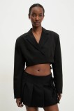 Answear Lab sacou culoarea negru, desfacut, neted