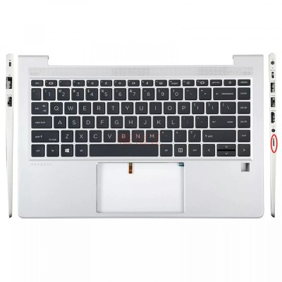 Carcasa superioara cu tastatura palmrest Laptop, HP, ProBook 440 G8, 445 G8, X8Q, M23769-001, 4BX8QTATPB0, iluminata, argintie, layout US foto