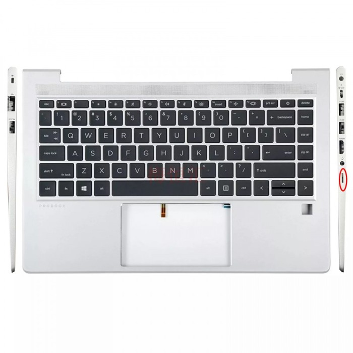 Carcasa superioara cu tastatura palmrest Laptop, HP, ProBook 440 G8, 445 G8, X8Q, M23769-001, 4BX8QTATPB0, iluminata, argintie, layout US