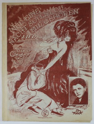 NUR EINE NACHT SOLLST DU MIR GEHOREN , LIED von RICHARD RILLO , musik von OSKAR GEIGER , INTERBELICA , PARTITURA foto