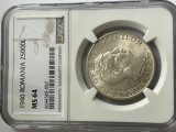 Moneda argint 25000 lei 1946 NGC MS64 cu liniuta