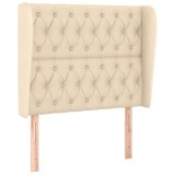Cumpara ieftin Tablie de pat cu aripioare, crem, 93x23x118/128 cm, tesatura