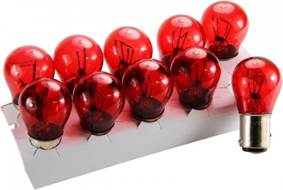 Set de 10 becuri stopuri/frana rosii 21W/ 4W 12V, soclu BAZ15D, Limastar foto