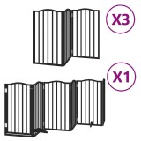 Cumpara ieftin Poarta caini pliabila cu usa 15 panouri negru 750 cm, lemn plop
