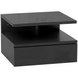 HOMCOM Noptiere Suspendate cu Sertar și Raft Superior din Lemn, 35x32x22,5 cm, Negru | Aosom Romania