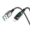 Cablu USB la iPhone cu Display LED Hoco S51, 2.4A, 1.2m, negru