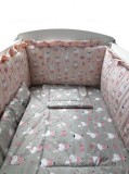 Lenjerie Dancing Bunny Gray-Pink 4+1 piese 120x60 cm GreatGoods Plaything, MyKids