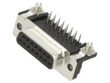 Conector D-Sub 15-Pin Mamă 90&deg; THT UNC 4-40, TE Connectivity