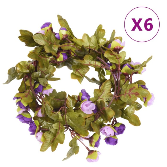vidaXL Ghirlande de flori de Crăciun, 6 buc., violet deschis, 215 cm