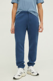 Hollister Co. pantaloni de trening culoarea albastru marin, cu imprimeu