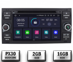 Navigatie Ford Focus Fiesta C-Max S-Max Kuga Transit, Android 10, Quadcore PX30 2GB RAM + 16GB ROM cu DVD, 7 Inch - AD-BGWFORDD7P3-B foto