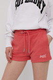 Cumpara ieftin Superdry Pantaloni scurți femei, culoarea roz, material neted, high waist