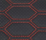 Huse auto compatibile Logan III 2020-&gt; hexagon cu gaurele negru/cusatura rosie, Oem
