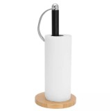 Suport pentru hartie de bucatarie, servetele, negru, baza dinn lemn de bambus, Kassel