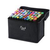 Cumpara ieftin Set profesional de markere dual tip, 80 culori intense, pentru desen, schite, proiecte artistice si scoala, cu husa transport inclusa , perfect pentru