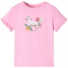 Tricou pentru copii cu m&acirc;neci scurte, roz aprins 116 10681, vidaXL