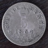Moneda Austria - 5 Kreuzer 1864 - Argint
