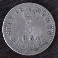 Moneda Austria - 5 Kreuzer 1864 - Argint