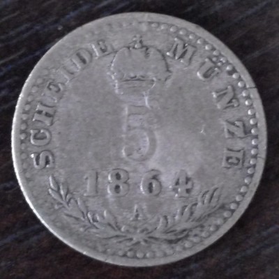 Moneda Austria - 5 Kreuzer 1864 - Argint foto