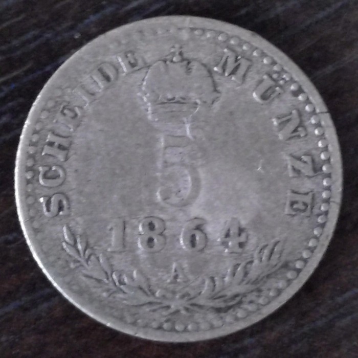 Moneda Austria - 5 Kreuzer 1864 - Argint