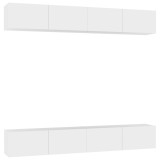 Cumpara ieftin Comode TV, 4 buc., alb, 100x30x30 cm, lemn prelucrat