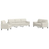 Cumpara ieftin Set de canapele cu perne/rulouri, 3 piese, crem, catifea