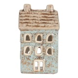 Cumpara ieftin Candela Casuta Craciun ceramica albastra maro 8x7x15 cm