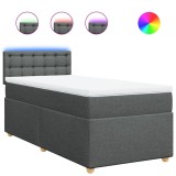 Cumpara ieftin Pat box spring cu saltea, gri inchis, 80x200 cm, textil