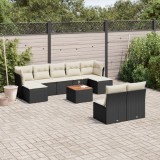 Cumpara ieftin Set canapele gradina Gossi, 10 piese, poliratan negru, perne incluse. Mobilier modular exterior