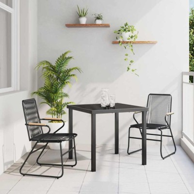 vidaXL Set de masă pentru grădină 3 pcs Negru Rattan PVC 3379170 foto