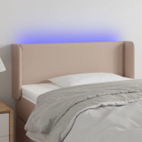VidaXL Tăblie de pat cu LED, cappuccino, 93x16x78/88cm piele ecologică