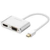 ADAPTOR video Ugreen, MD115, mini DP(T) la 1 x VGA(M) 1080P/60Hz si 1 x HDMI(M) 4K/30Hz, metalic, alb 20421 (timbru verde 0.8lei) - 6957303824212