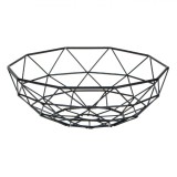 Fructieră Metalică, Model Triunghiuri, Diametru 26cm, &Icirc;nălțime 10cm, Negru, Oem